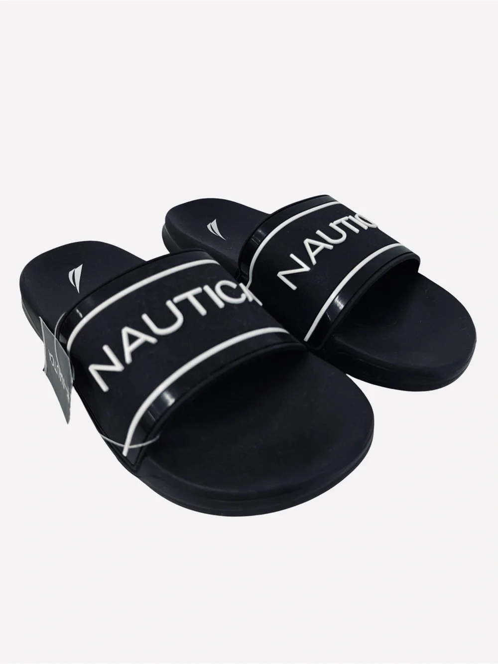 Nautica Men's Athletic Slide Comfort Sandal Shower Slippers Black/White Size 7
